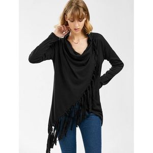 Tassel Asymmetric Long Sleeve Top